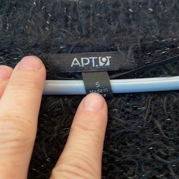 Fuzzy black with gold thread woven open front sweater - Picture 3 of 4